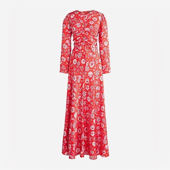 J. Crew Dresses & Skirts - NWT J. Crew featherweight satin midi dress poppy fields sz 6